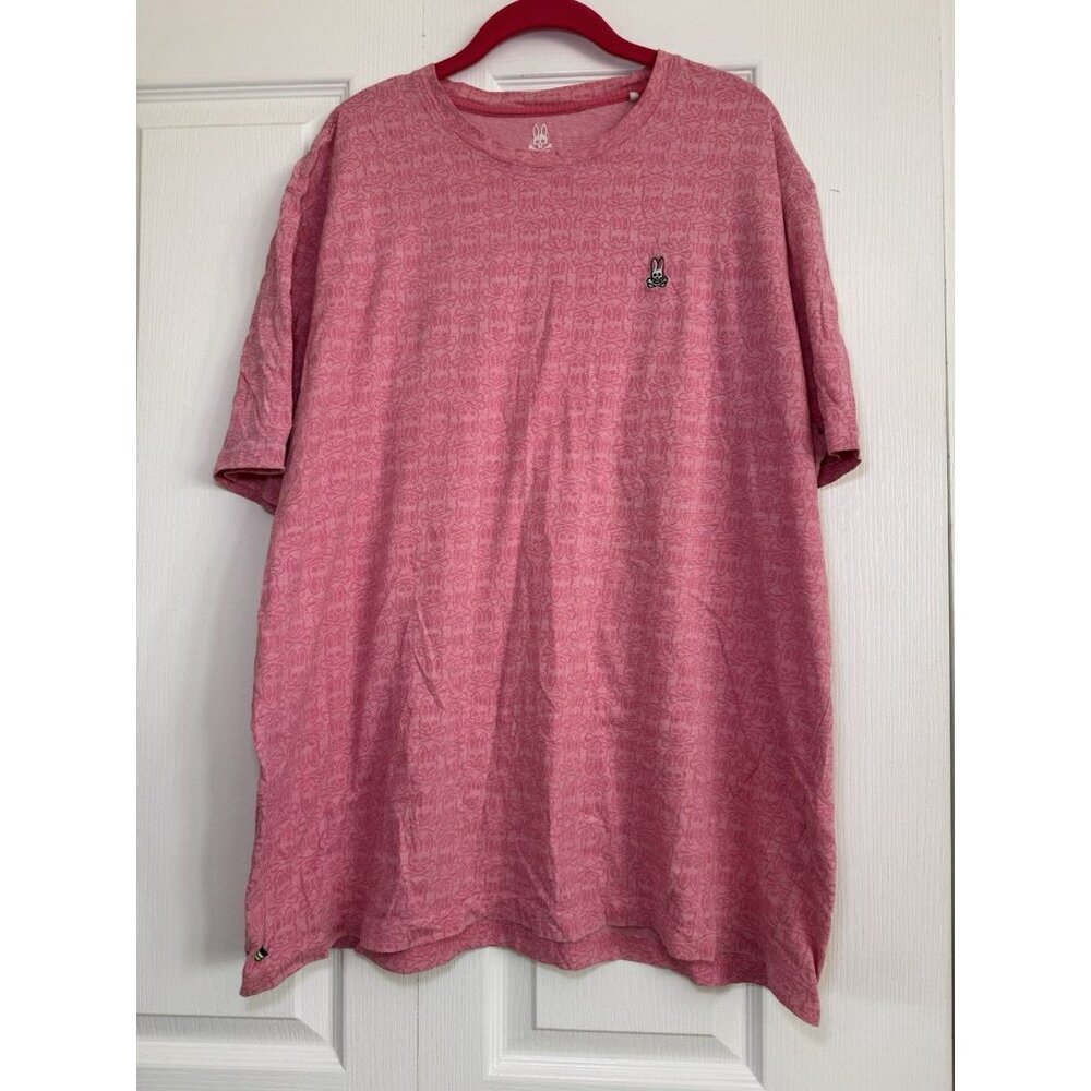 Psycho Bunny Mens Graphic T-Shirt Bunny Size 3XL Pima Cotton Pink